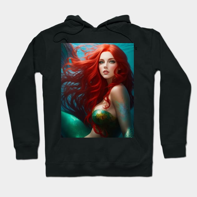 Emerald, Green Eyes Mermaid Hoodie by MGRCLimon